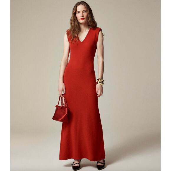 NEW J.Crew Spring Street Featherweight Cashmere V Neck Sweater Dress Black Small - Picture 2 of 13